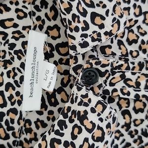 beachlunchlounge cheetah print button front shirt L